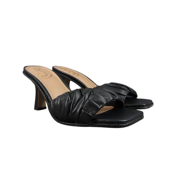 Sam Edelman Shoes Women 7 Sandal Mule Pump Slide Square Toe Leather Ruffle Kitty - Picture 1 of 15